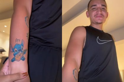 Joao Gomes tatua nome de Ary Mirelle