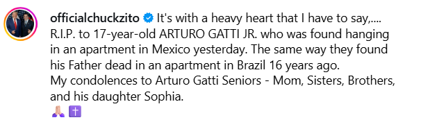 Filho do boxeador Arturo Gatti é encontrado morto aos 17 anos Captura de tela 2025 10 09 100653