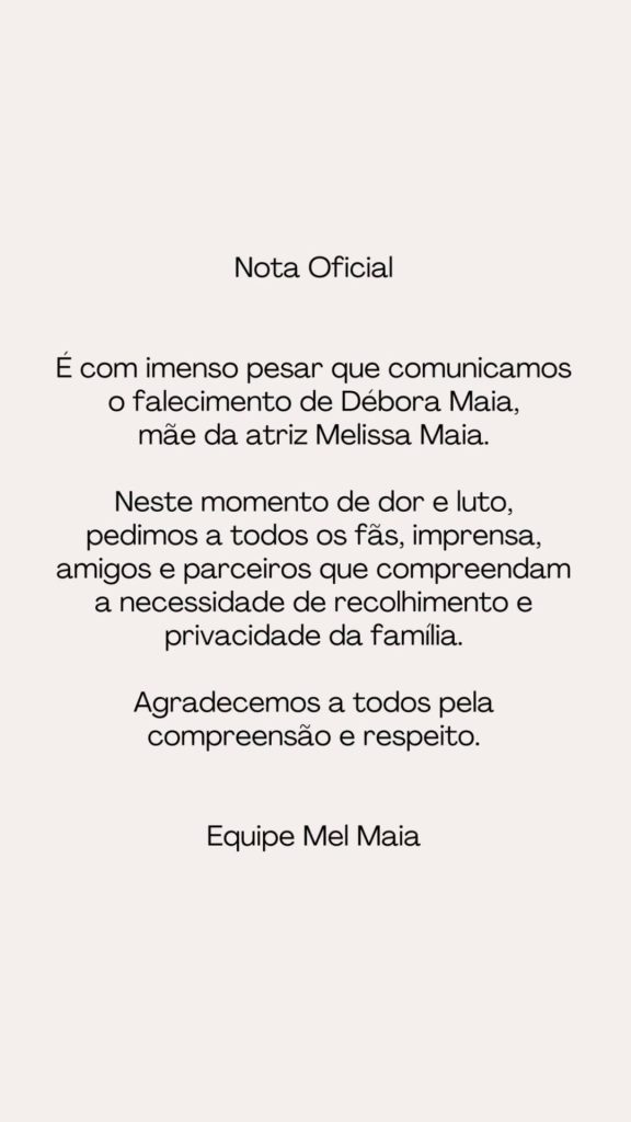 Mãe da atriz Mel Maia é encontrada morta no Rio de Janeiro Reprodução/Instagram/@melissamelmaia