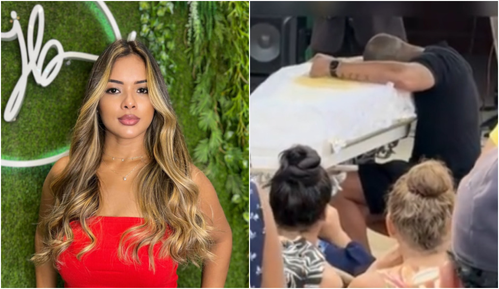 Suspeito de jogar mulher do 10º andar chorou no velório dela Imagem: Reprodução/Redes Sociais (Vídeo: Gabriel Vital)