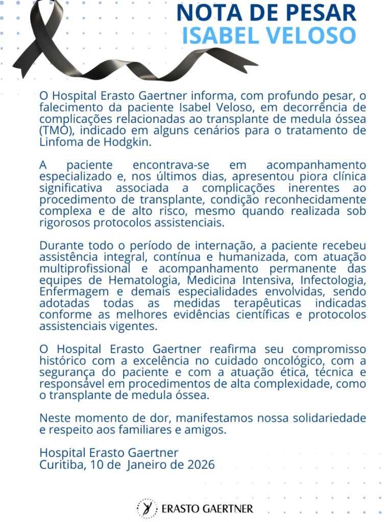 Pai de Isabel Veloso questiona atendimento hospitalar antes da morte da influenciadora; família e hospital se manifestam Foto: Reprodução/Instagram @hospitalerastogaertner
