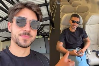 Lucas Lobato viaja com Carlinhos Maia em avião fretado exclusivamente para dois passageiros Foto: Reprodução/Instagram @lucaslobato