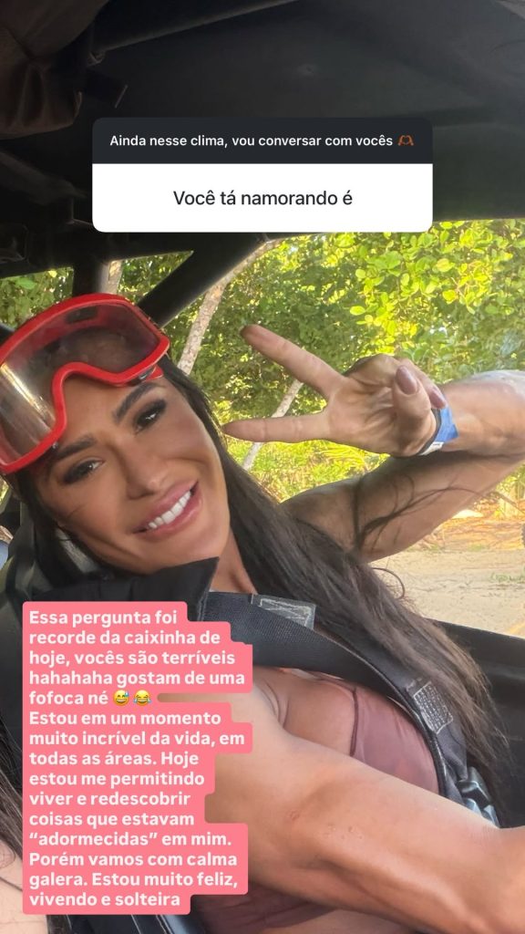 Gracyanne Barbosa nega novo relacionamento e afirma viver fase de autodescoberta Foto: Reprodução/Instagram @graoficial